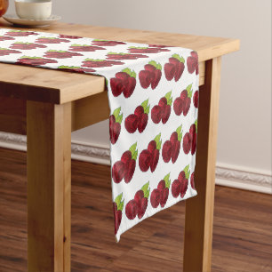 Ripe Fresh Summer Red Raspberries Fruit Berry Short Table Runner