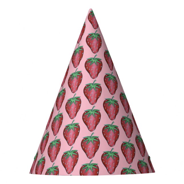 Ripe Juicy Strawberry Strawberries Berry Fruit Party Hat (Front)