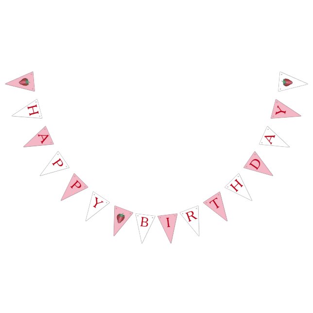 Ripe Juicy Strawberry Strawberries Happy Birthday Bunting (All)