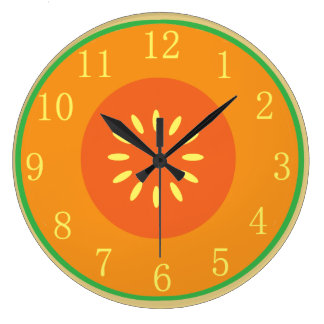 Ripe Orange Cantaloupe Cantalope Melon Cartoon Art Large Clock