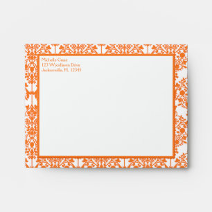 Ripe Orange Damask Envelope for Thank You Note