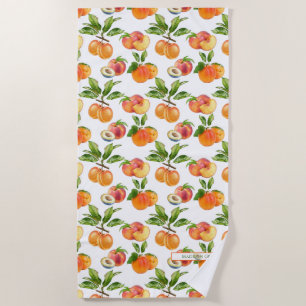 Ripe Peaches, Apricots and Plums Fruit Pattern Beach Towel