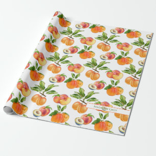 Ripe Peaches, Apricots and Plums Fruit Pattern Wrapping Paper