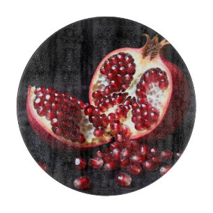 Ripe Pomegranate Seeds Juicy Fruit Dramatic Cutting Board
