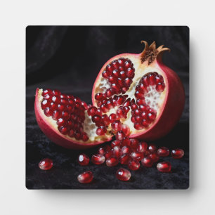 Ripe Pomegranate Seeds Juicy Fruit Dramatic Plaque