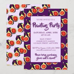 Ripe Purple Figs Fig Tree Fruit Garden Party Invitation