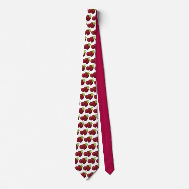Ripe Raspberry Red Raspberries Berry Fruit Print Tie (Front)