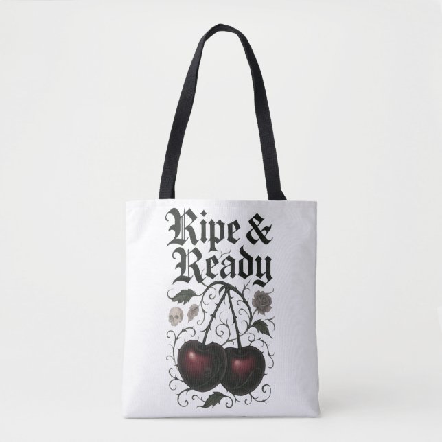 Ripe & Ready Cherries Gothic Graphic Tote Bag (Front)