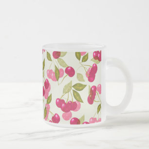 Ripe red cherry . frosted glass coffee mug