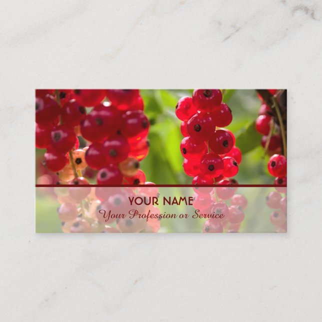 Ripe red fruity currant ensemble for farmers busin business card (Front)