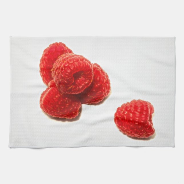 Ripe Red Raspberries Kitchen Towel (Horizontal)