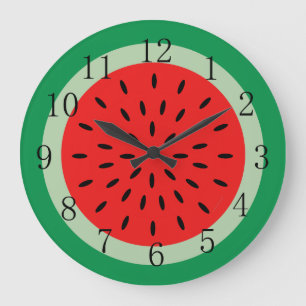 Ripe Red Watermelon Kitchen Clock Black Numerals