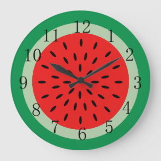 Ripe Red Watermelon Kitchen Clock Black Numerals
