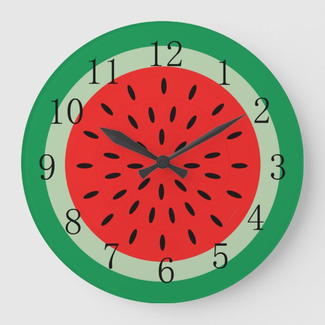 Ripe Red Watermelon Kitchen Clock Black Numerals (Front)