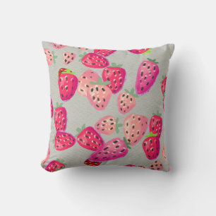 Ripe Strawberry Hand Drawn Texture Cushion