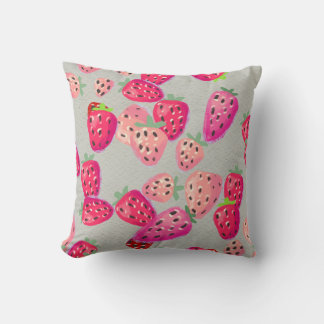 Ripe Strawberry Hand Drawn Texture Cushion