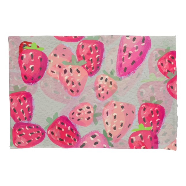 Ripe Strawberry Hand Drawn Texture Pillowcase (Front)