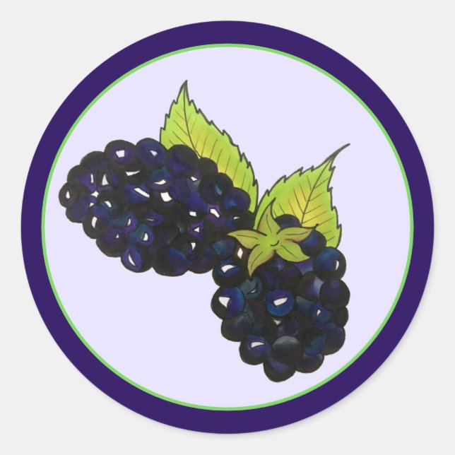 Ripe Summer Blackberries Blackberry Berry Berries Classic Round Sticker (Front)