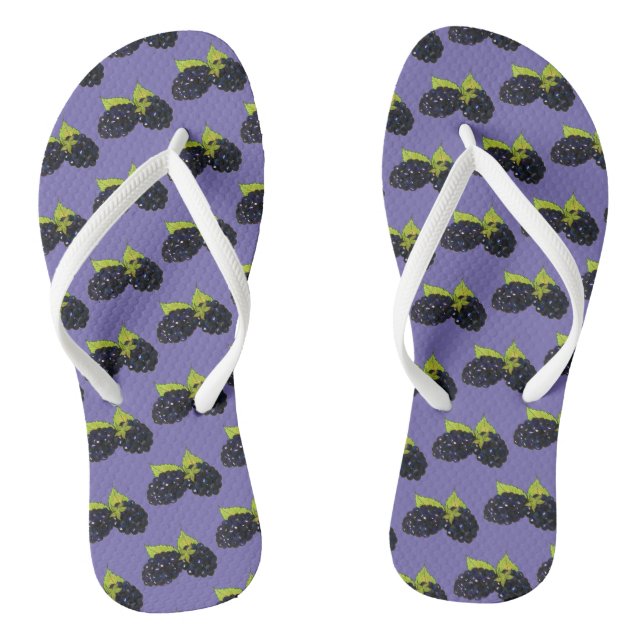 Ripe Summer Blackberries Blackberry Berry Berries Flip Flops (Footbed)