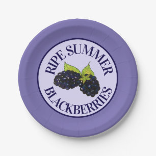 Ripe Summer Blackberries Blackberry Berry Berries Paper Plate