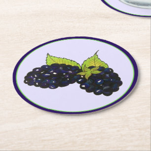 Ripe Summer Blackberries Blackberry Berry Berries Round Paper Coaster