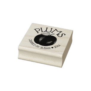 Ripe Summer Purple Plum Fruit Plums Canned By Rubber Stamp