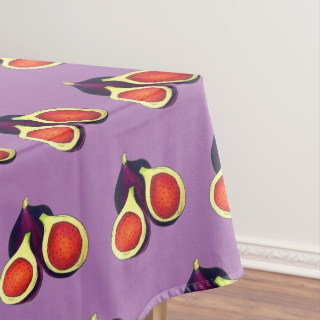 Ripe Summer Turkish Figs Mission Fig Tree Purple Tablecloth (In Situ)