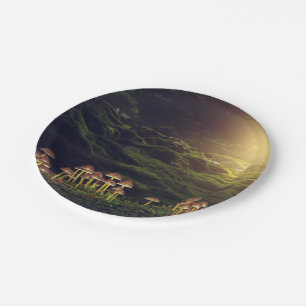 Ripe Wild Mushrooms in the Forest Paper Plate
