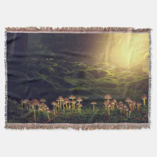 Ripe Wild Mushrooms in the Forest Throw Blanket