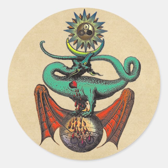 Ripley Scroll Alchemy Dragon Classic Round Sticker (Front)