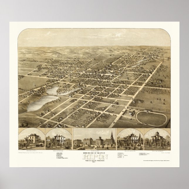 Ripon, WI Panoramic Map - 1867 Poster (Front)