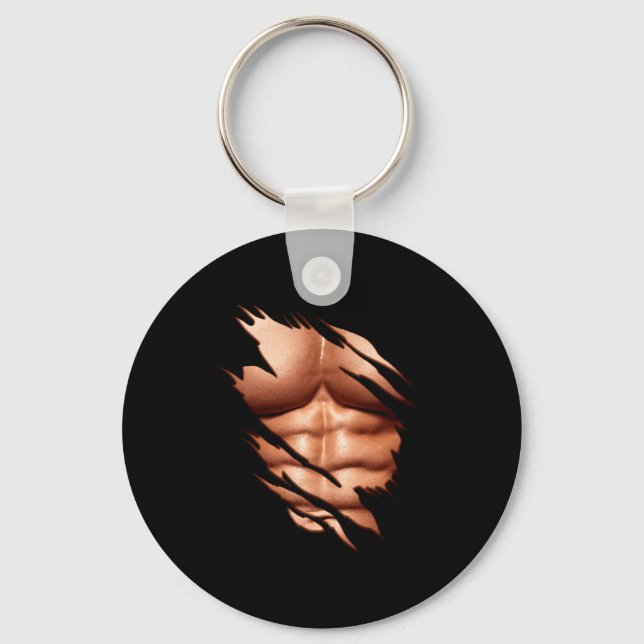 Ripped Abs Clic Funny  Key Ring (Front)