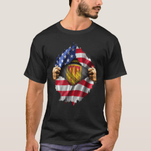 Ripped American Flag Hidden 18th Field Artillery B T-Shirt