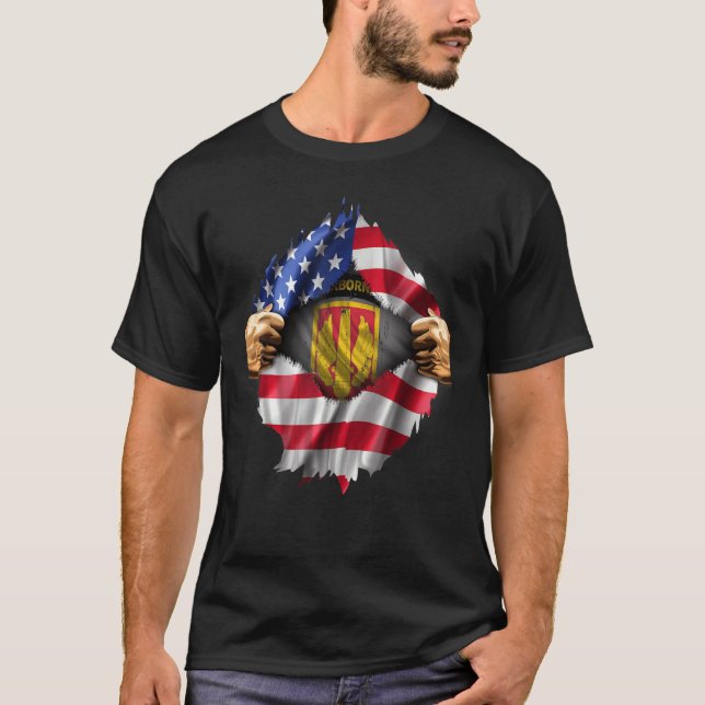 Ripped American Flag Hidden 18th Field Artillery B T-Shirt (Front)