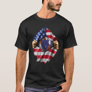 Ripped American Flag Hidden 35th Signal Brigade No T-Shirt