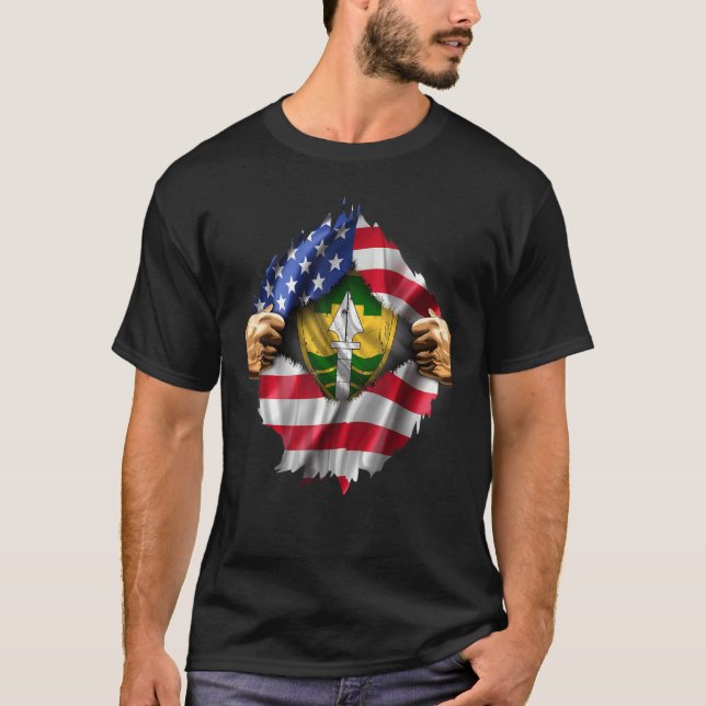 Ripped American Flag Hidden 43rd Military Police B T-Shirt (Front)