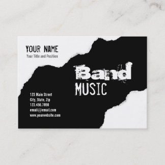 Ripped Black and White Band Grunge Graphic Business Card