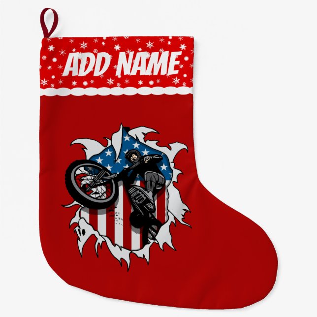 Ripped BMX Bicycle Large Christmas Stocking (Front)