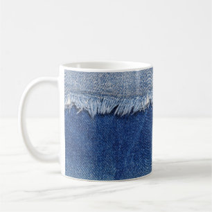 Ripped Denim Jeans Fabric Background Coffee Mug