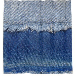 Ripped Denim Jeans Fabric Background Shower Curtain