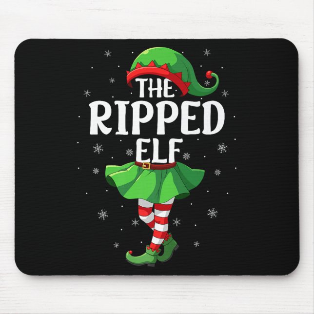 Ripped Elf Christmas Girls Women Elf Squad Xmas Fa Mouse Mat (Front)