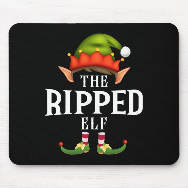 Ripped Elf Group Funny Christmas Pajama Party  Mouse Mat (Front)