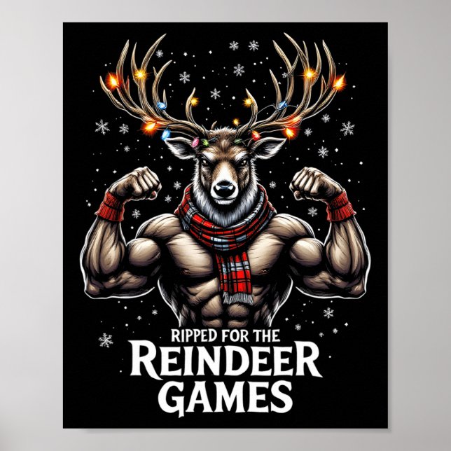 Ripped For The Games Funny Christmas Gym Workout R Poster (Front)