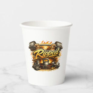 Ripped Gym Fitness Design Paper Cups