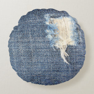 Ripped Jeans Look Round Pillow