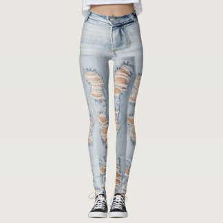 Ripped Jeans Pattern Leggings