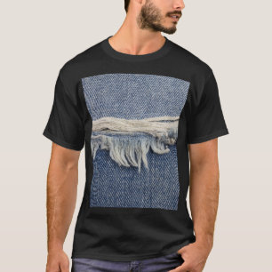 Ripped jeans texture, stylish background. T-Shirt