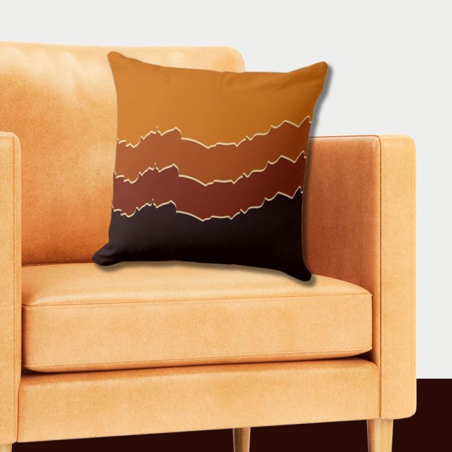 Ripped Orange & Black Stripes  Cushion (Orange Irregular Stripes Pattern Pillow)