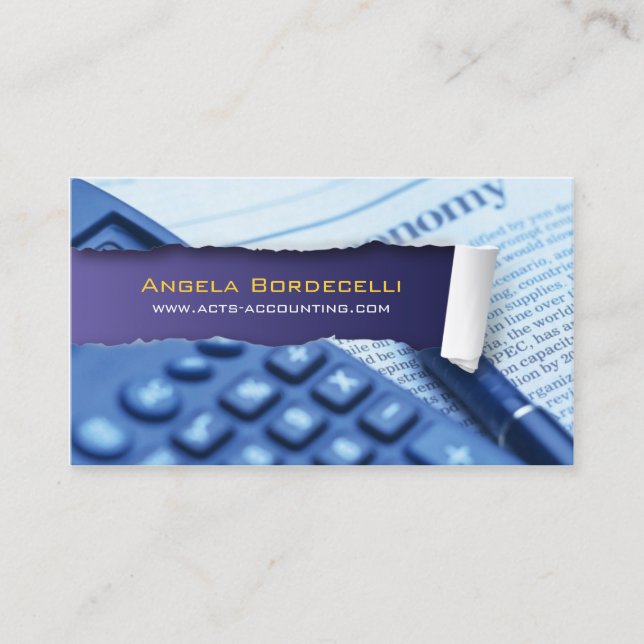 Ripped Paper Accounting Violet Business Card (Front)