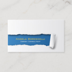 Ripped Paper Blue Business Card